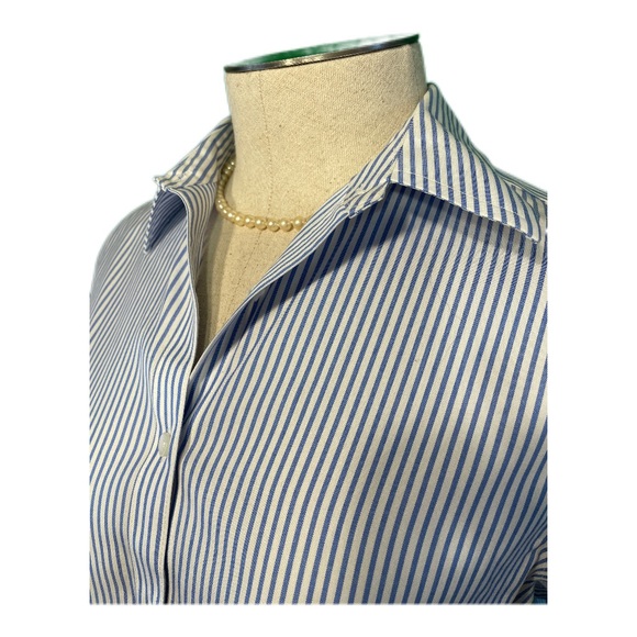 Jones New York Tops - Jones New York No Iron Blue/White Striped Collared Shirt Size: Small NWOT! ✨✨
